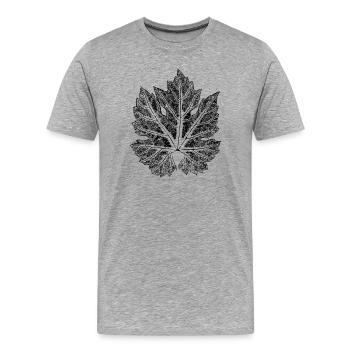 Weinblatt - Blatt vom Wein / Botanisch - Männer Premium Bio T-Shirt - Grau meliert - Vorne - Damien (186cm)