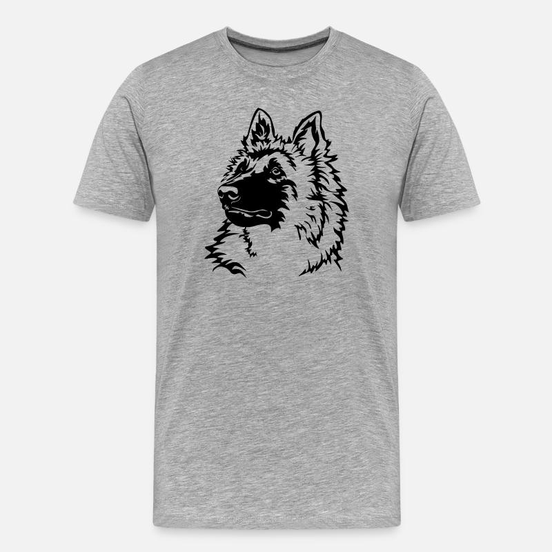 Tervuren Kopf - Männer Premium Bio T-Shirt - Grau meliert