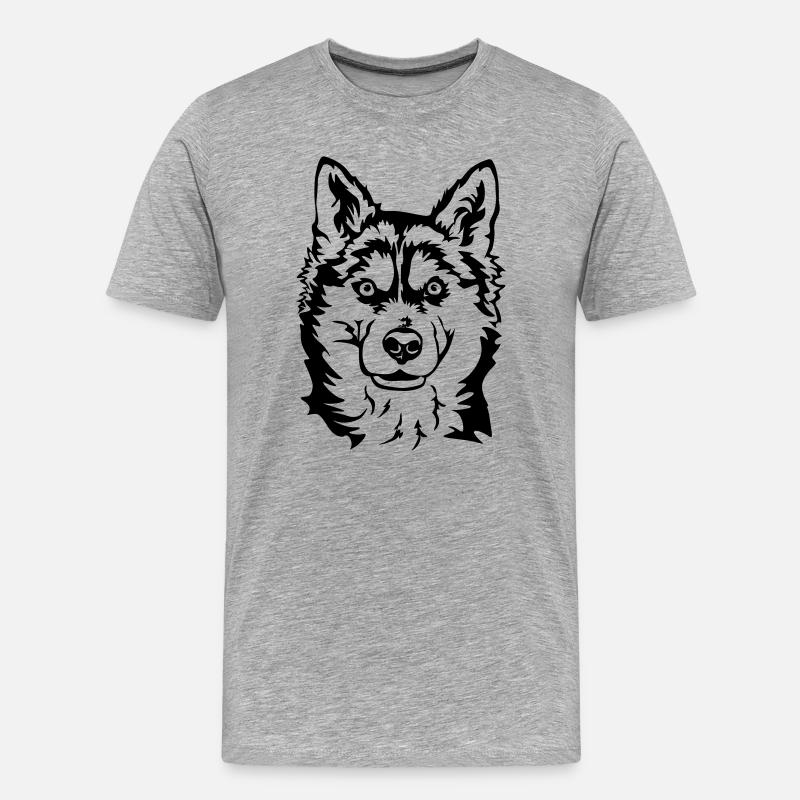 Husky Kopf - Männer Premium Bio T-Shirt - Grau meliert