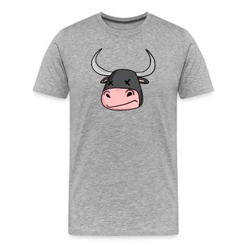 Taureau tête taureau - T-shirt bio Premium Homme - gris chiné - Devant - Damien (186cm)
