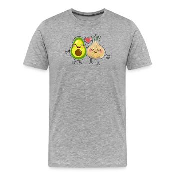 Avocat Rencontre l’ail - T-shirt bio Premium Homme - gris chiné - Devant - Damien (186cm)