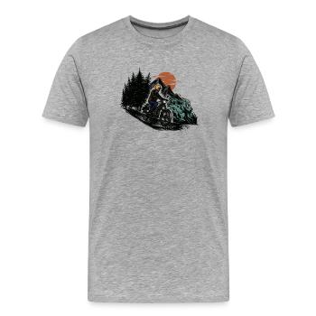 Freerider Motorbike Mountain - Männer Premium Bio T-Shirt - Grau meliert - Vorne - Damien (186cm)