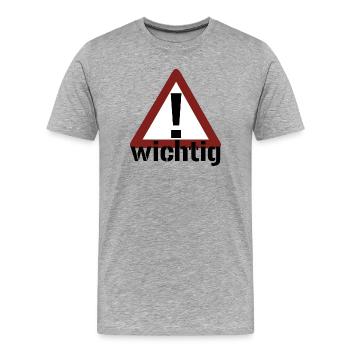 Achtung! Wichtig! - Männer Premium Bio T-Shirt - Grau meliert - Vorne - Damien (186cm)