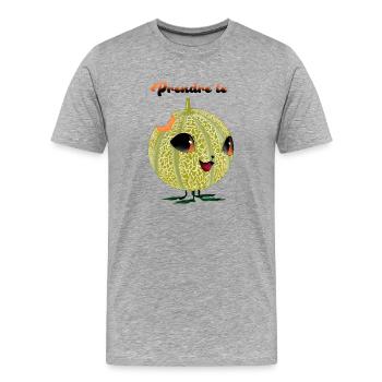 Dessin melon humour prendre le melon - T-shirt bio Premium Homme - gris chiné - Devant - Damien (186cm)