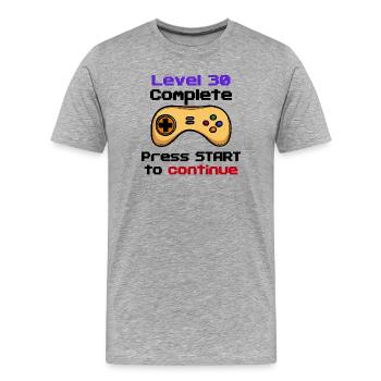 30er Geburtstag Gamer Controller 30 Jahre Alt - Männer Premium Bio T-Shirt - Grau meliert - Vorne - Damien (186cm)