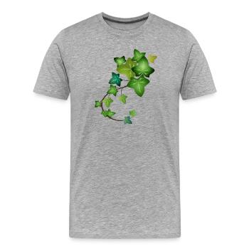 evergreen bright green ivy tendril - Men's Premium Organic T-Shirt - heather grey - Front - Damien (186cm)
