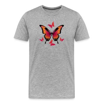 Schmetterlinge - Schmetterling - Männer Premium Bio T-Shirt - Grau meliert - Vorne - Damien (186cm)