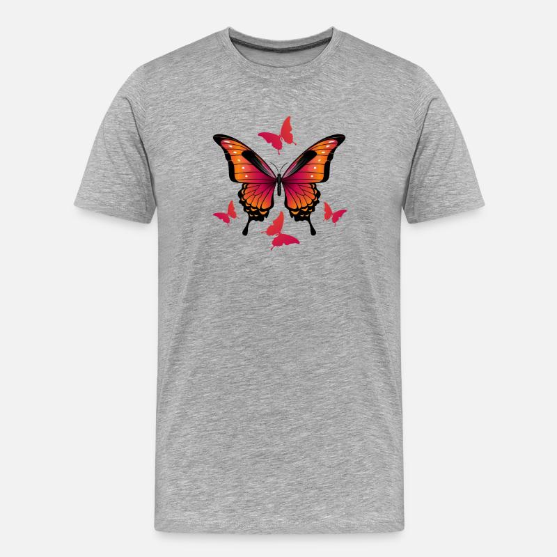 Schmetterlinge - Schmetterling - Männer Premium Bio T-Shirt - Grau meliert