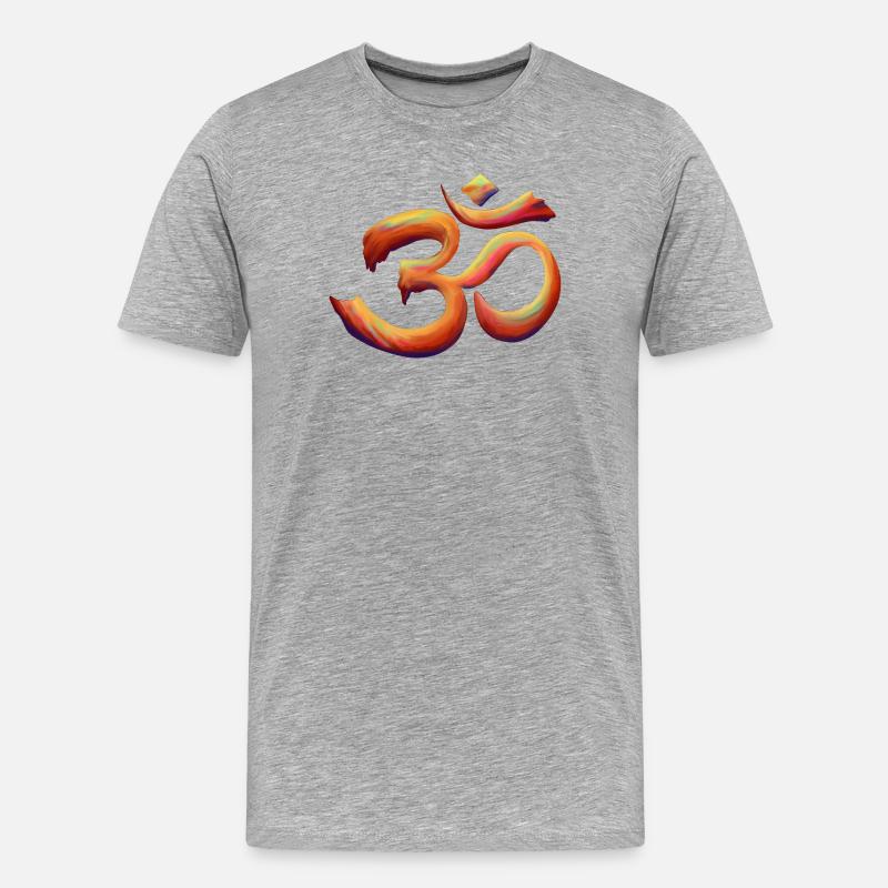 Om Regenbogenbürste - Männer Premium Bio T-Shirt - Grau meliert
