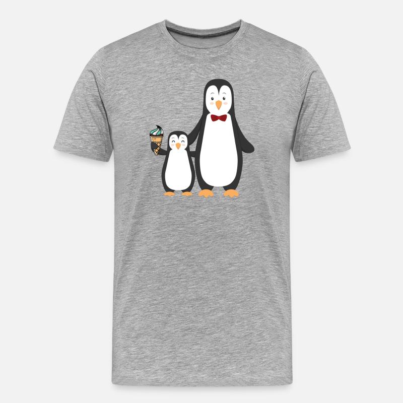 Pinguin Pinguine mit Eis - Männer Premium Bio T-Shirt - Grau meliert