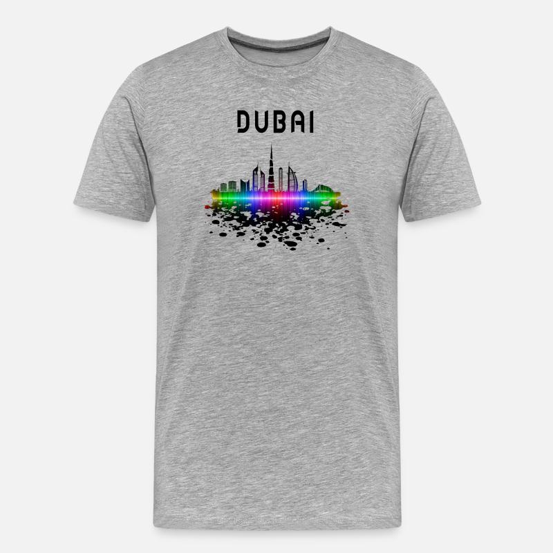 Dubai Skyline Splash Design / Geschenk - Männer Premium Bio T-Shirt - Grau meliert