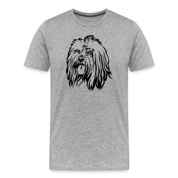 Tête de terrier tibétain - T-shirt bio Premium Homme - gris chiné - Devant - Damien (186cm)