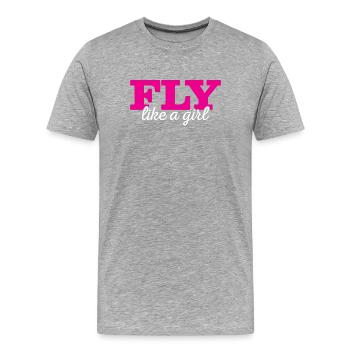 Pilote Fille Aviation Flying - T-shirt bio Premium Homme - gris chiné - Devant - Damien (186cm)