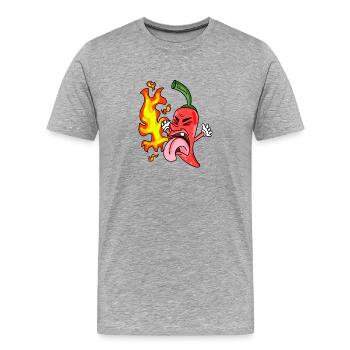 Drôle de piment - Peperoni - T-shirt bio Premium Homme - gris chiné - Devant - Damien (186cm)