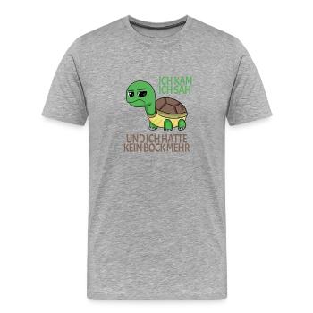 Schildkröte Kein Bock lustiger Spruch - Männer Premium Bio T-Shirt - Grau meliert - Vorne - Damien (186cm)