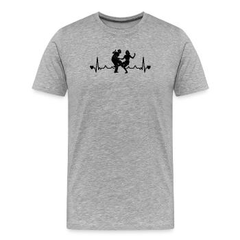 Boogie Woogie Tanz Tanzpaar Heartbeat - Männer Premium Bio T-Shirt - Grau meliert - Vorne - Damien (186cm)