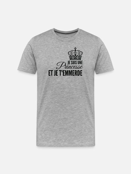 Princesse affirmée et rebelle - T-shirt bio Premium Homme - gris chiné