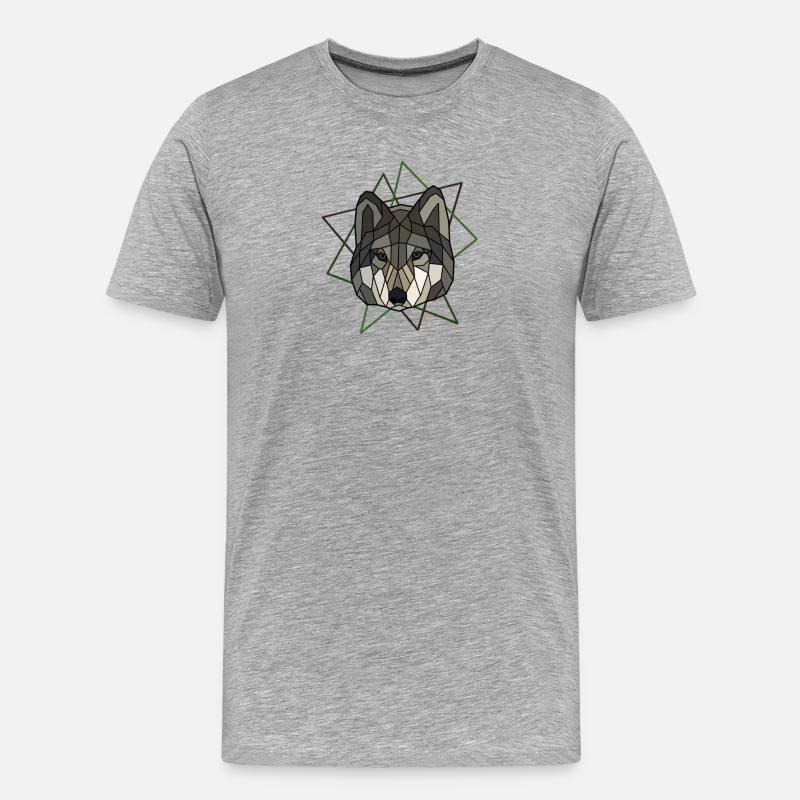 Wolf - Männer Premium Bio T-Shirt - Grau meliert