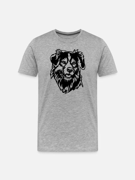 Australian Shepherd Head - Men's Premium Organic T-Shirt - heather grey
