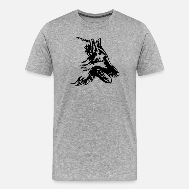 Tervuren Kopf - Männer Premium Bio T-Shirt - Grau meliert