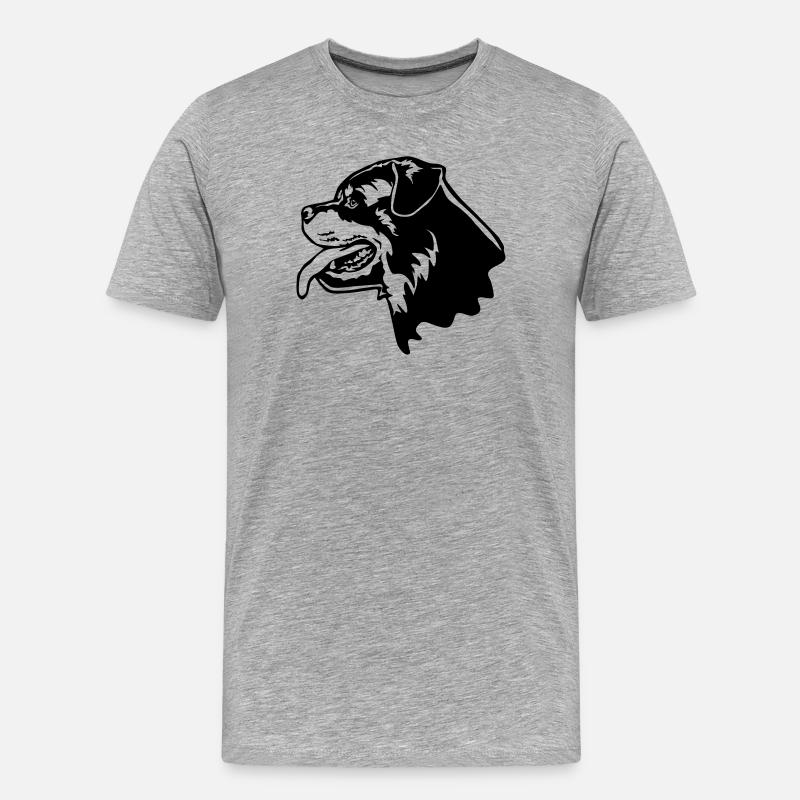 Rottweiler Kopf - Männer Premium Bio T-Shirt - Grau meliert