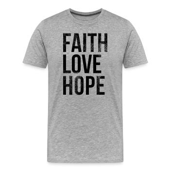 faith love hope (5) croire amour espoir, sw - T-shirt bio Premium Homme - gris chiné - Devant - Damien (186cm)