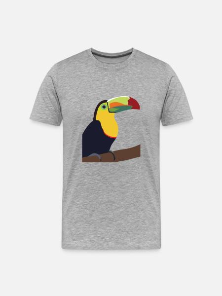Timmy, der Toucan - Männer Premium Bio T-Shirt - Grau meliert