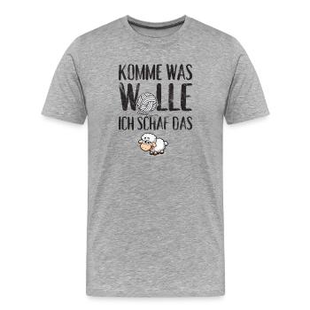 Komme was Wolle ich Schaf das - Männer Premium Bio T-Shirt - Grau meliert - Vorne - Damien (186cm)