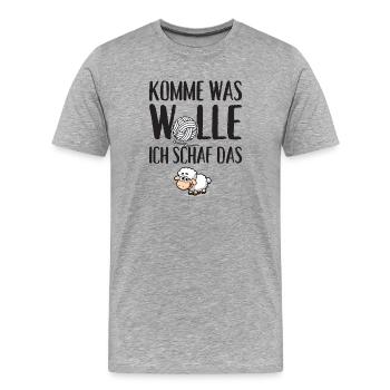 Komme was Wolle ich Schaf das - Männer Premium Bio T-Shirt - Grau meliert - Vorne - Damien (186cm)