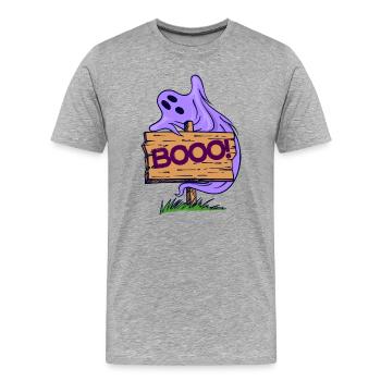 Fantômes Saying Halloween - T-shirt bio Premium Homme - gris chiné - Devant - Damien (186cm)