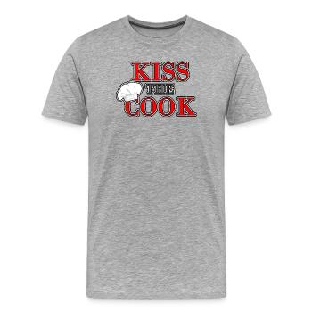 Küsse den Koch - Männer Premium Bio T-Shirt - Grau meliert - Vorne - Damien (186cm)