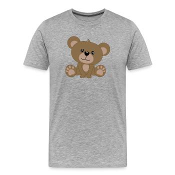 Bear, Teddy Bear - Men's Premium Organic T-Shirt - heather grey - Front - Damien (186cm)