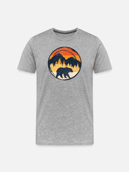 Bear at Sunset in Alpine Circle - Men's Premium Organic T-Shirt - heather grey
