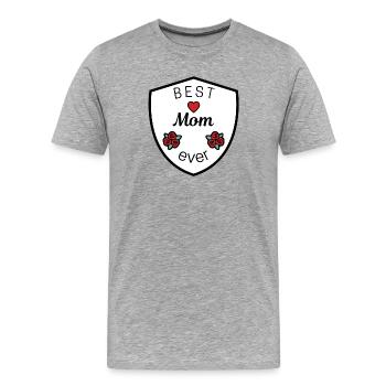 best mom ever blason bouclier armoiries coeur - T-shirt bio Premium Homme - gris chiné - Devant - Damien (186cm)