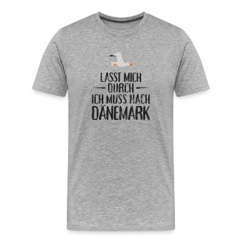 Lasst mich durch ich muss nach Dänemark Möwe - Männer Premium Bio T-Shirt - Grau meliert - Vorne - Damien (186cm)