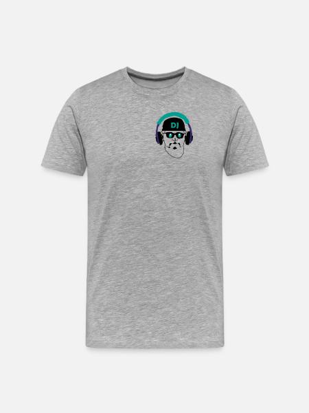 Neon DJ Headphone Drawing - Men's Premium Organic T-Shirt - heather grey