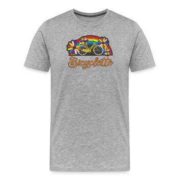 Bunte Fahrradromantik mit Regenbogen Bicyclette - Männer Premium Bio T-Shirt - Grau meliert - Vorne - Damien (186cm)