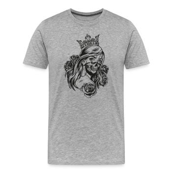 Tête de Reine (motif de partenaire) - T-shirt bio Premium Homme - gris chiné - Devant - Damien (186cm)