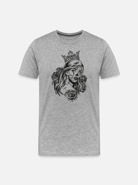 Queen Head (Partner Motif) - Men's Premium Organic T-Shirt - heather grey