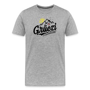Schweizer Dialekt - Mundart Schweizerdeutsch Hallo - Männer Premium Bio T-Shirt - Grau meliert - Vorne - Damien (186cm)