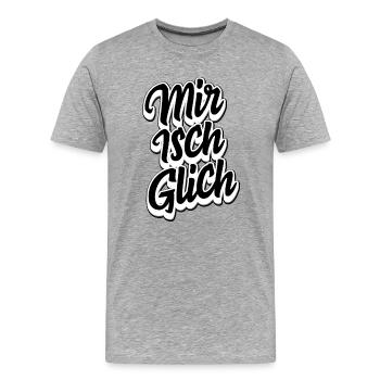 Schweizerdeutsch Spruch - Mir isch glich - Männer Premium Bio T-Shirt - Grau meliert - Vorne - Damien (186cm)