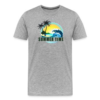 Sommerzeit Strandpanorama - Männer Premium Bio T-Shirt - Grau meliert - Vorne - Damien (186cm)