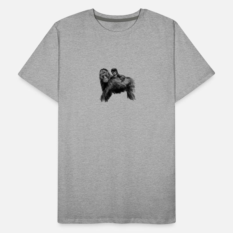 Gorille papa avec bébé T-shirt bio Premium Homme