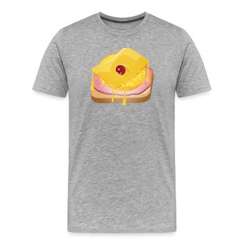 Ananas,Käse,Schinken und Toastbrot -Toast Hawaii - Männer Premium Bio T-Shirt - Grau meliert - Vorne - Damien (186cm)