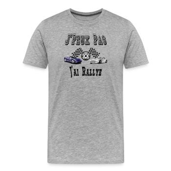 J'Peux Pas J'ai Rallye Course Sport Automobile - T-shirt bio Premium Homme - gris chiné - Devant - Damien (186cm)