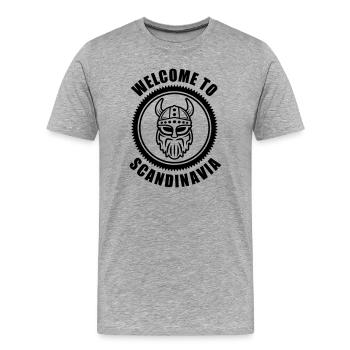 Vikings Logo Welcome to Scandinavia - Men's Premium Organic T-Shirt - heather grey - Front - Damien (186cm)
