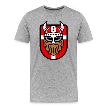Cool Viking with Danish flag - Men's Premium Organic T-Shirt - heather grey - Front - Damien (186cm)