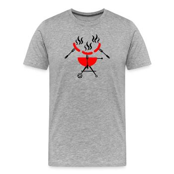 Saucisses au-dessus du barbecue - T-shirt bio Premium Homme - gris chiné - Devant - Damien (186cm)
