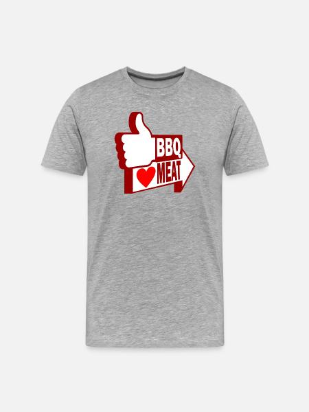 Wie BBQ, lieben Fleisch - Männer Premium Bio T-Shirt - Grau meliert