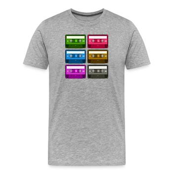 Kassetten - Männer Premium Bio T-Shirt - Grau meliert - Vorne - Damien (186cm)